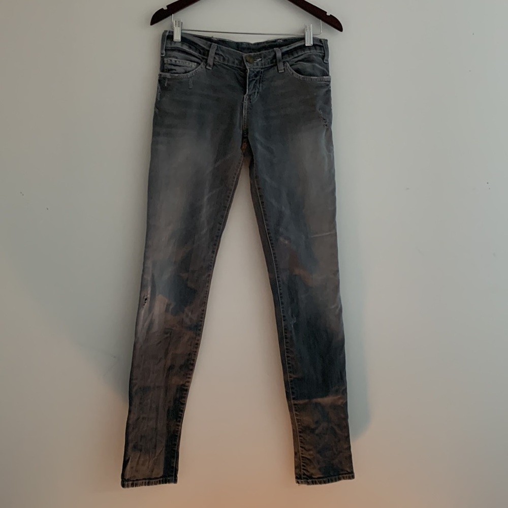 Grey distressed jeans